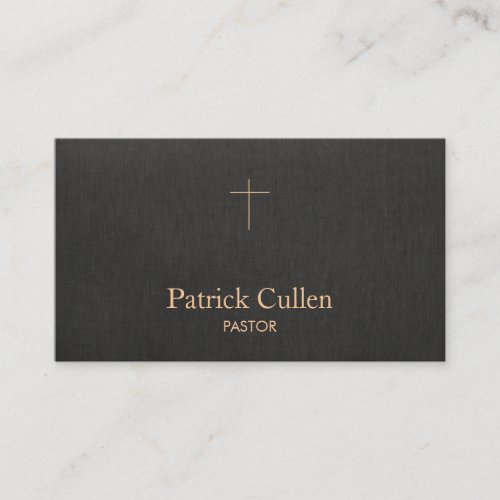 Simple  Pastor Priest Crucifix Black Business Card