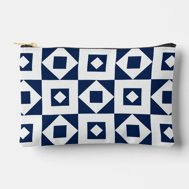 Simple Patch Navy White Print Cut Sew Small Accessory Pouch (Front)