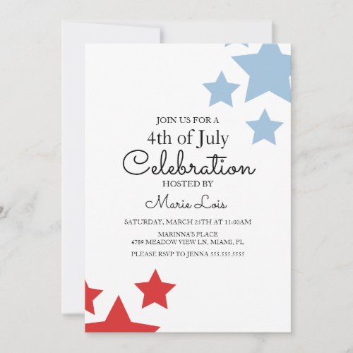 Simple Patriotic 4th of July Stars Stripes Event  Invitation