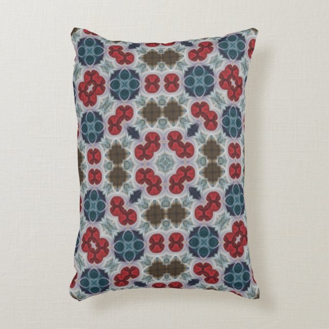Simple Pattern Red, Blue, Green on Gray  Accent Pillow (Front(Vertical))