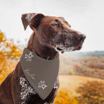 Simple Paw Geometric Brown Pet Bandana<br><div class="desc">Cute Paw Pet Name Bandana</div>