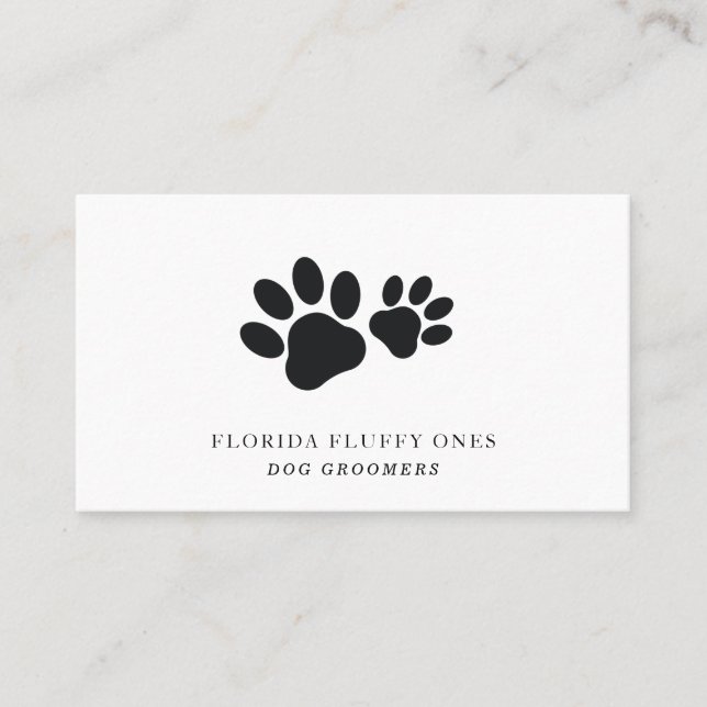 Simple Paw Print Dog Groomer Business Card (Front)