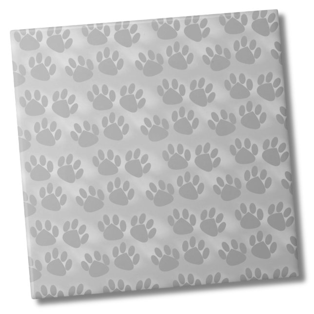 Simple Paw Print Pattern Ceramic Tile (Light Gray Paw Prints Pattern Ceramic Tile)