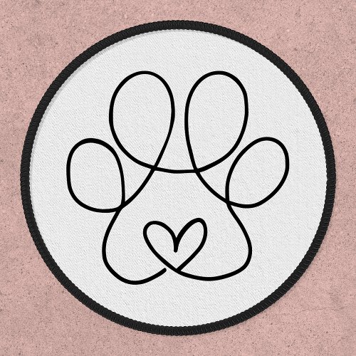 Simple Paw Print with Heart Patch