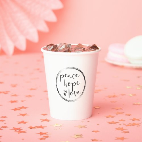 Simple Peace Hope Love Simple Holiday Paper Cups