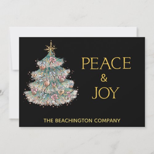 *~* Simple PEACE JOY Corporate Christmas Tree Card