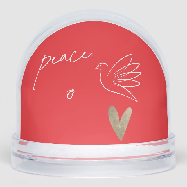 Simple Peace & Love Dove Photo Christmas Card Snow Globe (Front)
