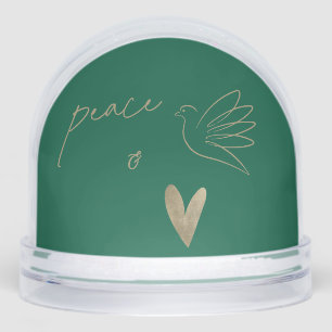 Simple Peace & Love Dove Photo Christmas Card Snow Globe