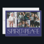 Simple Peace Photo Hanukkah Blue Holiday Card<br><div class="desc">These simple holiday photo greeting cards feature the greeting,  “Spirit of Peace, ” in large white letters on a royal blue background with placeholders to add four of your favorite photos,  family name & the year.</div>