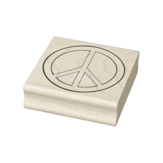 Simple Peace Sign Outline Drawing on Rubber Stamps