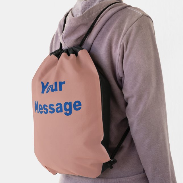 Simple Peach and Blue Text Template Drawstring Bag (Insitu)