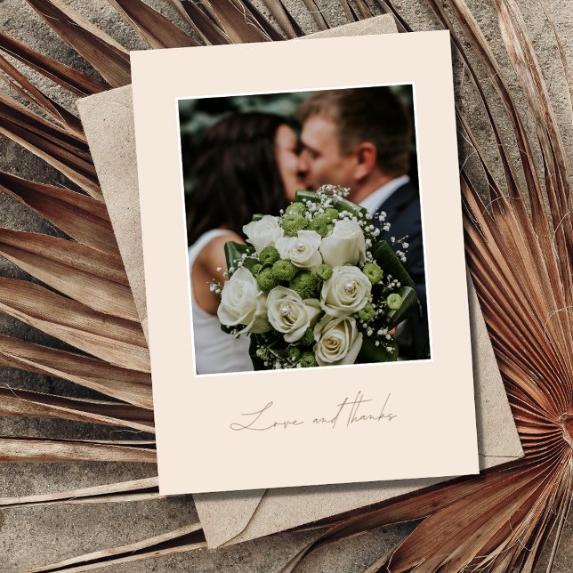 Simple Peach and Gold Love and Thanks Photo  Thank You Card (Creator Uploaded)