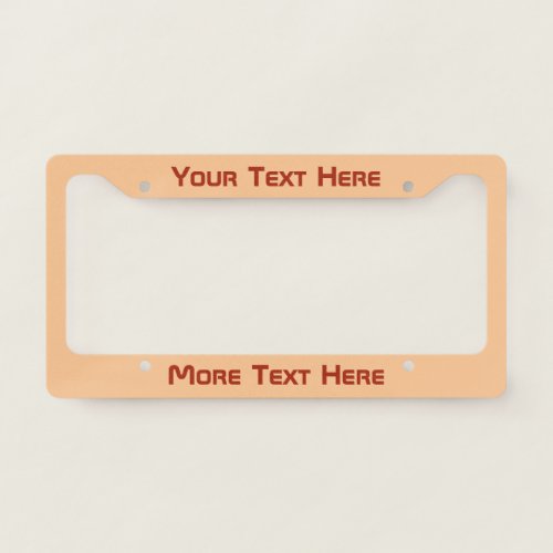 Simple Peach and Red Sci Fi Style Font Text License Plate Frame
