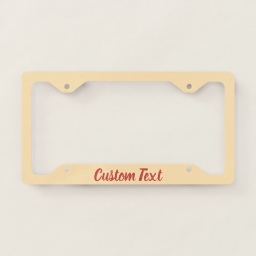 Simple Peach and Red Script Text Template License Plate Frame