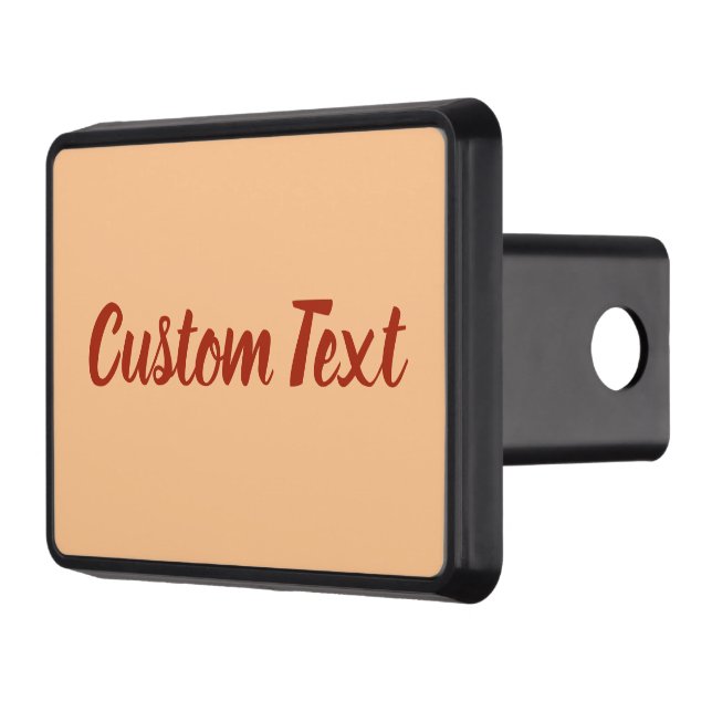 Simple Peach and Red Script Your Text Template Hitch Cover (Left)