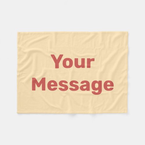 Simple Peach and Red Text Your Message Template Fleece Blanket