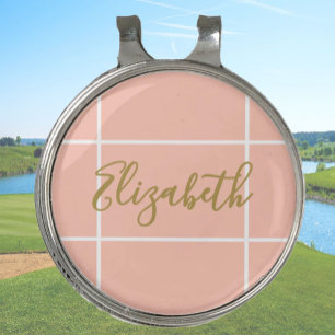 Simple peach minimalist custom name ladies golf hat clip