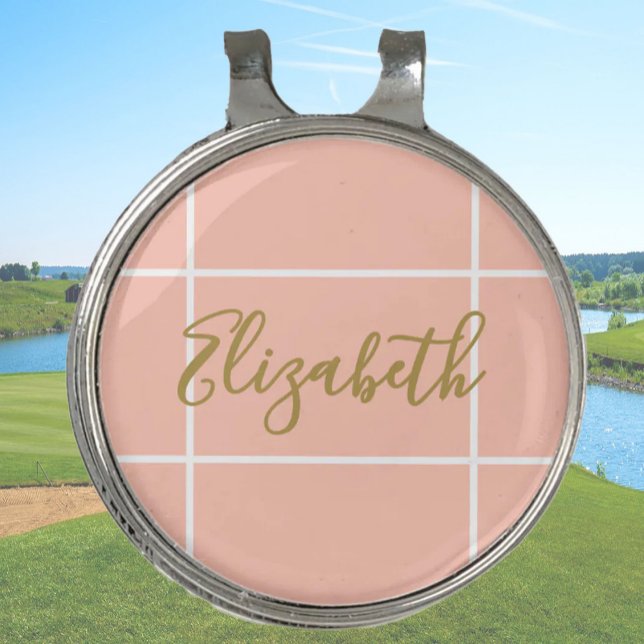 Simple peach minimalist custom name ladies  golf hat clip (Creator Uploaded)