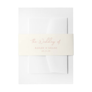 Simple Peach Modern Wedding Invitation Belly Band