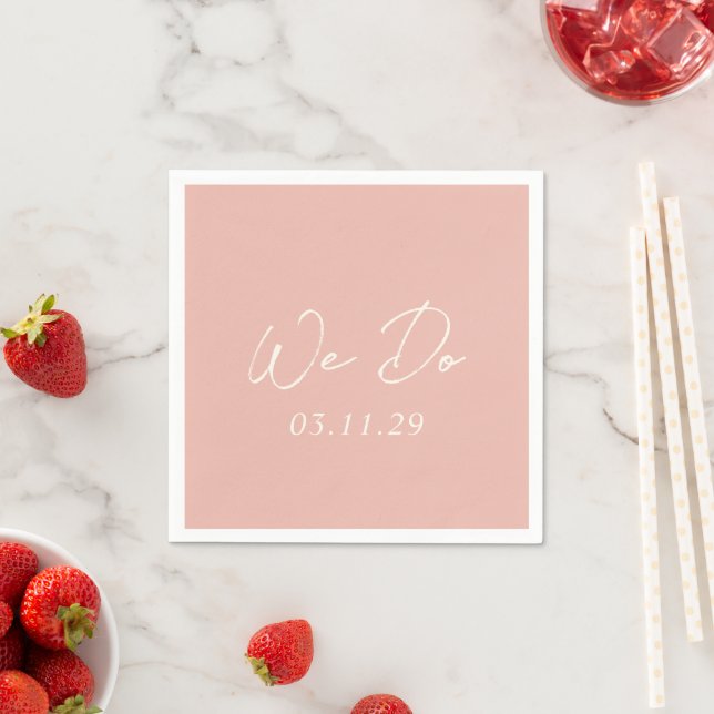 Simple Peach Modern Wedding Napkins (Insitu)