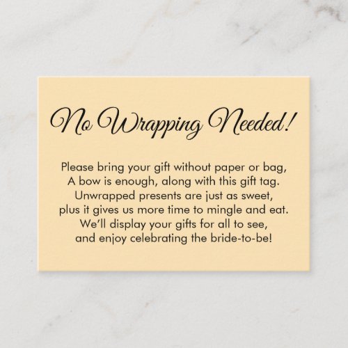 Simple Peach No Wrapping Needed Bridal Shower Enclosure Card