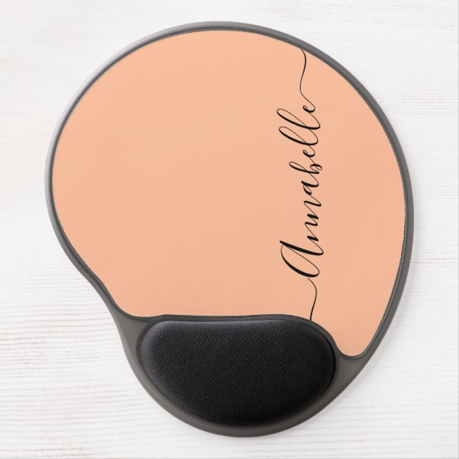 Simple Peach Personalized Name Gel Mouse Pad (Front)