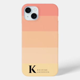 Simple Peach Pinkish Yellow Classic Monogram iPhone 15 Plus Case