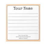 Simple Peach Retro Add Your Name Lined  Notepad