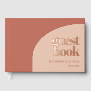 Simple Peach Terracotta Rose gold foil wedding Foil Guest Book