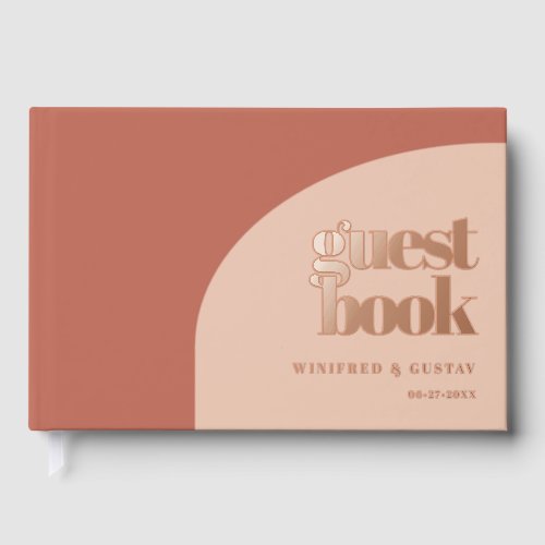 Simple Peach Terracotta Rose gold foil wedding Foil Guest Book