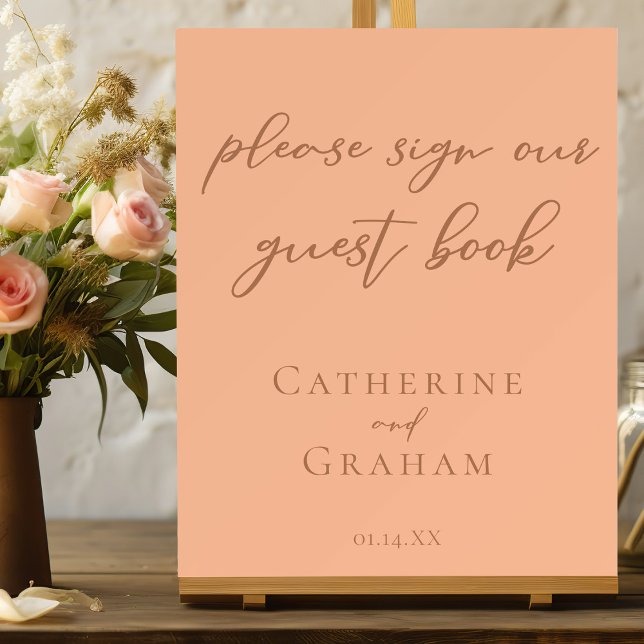 Simple Peach Typography Wedding Our Guest Book Foam Board (Creator Uploaded)