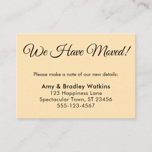 Simple Peach We Have Moved Change of Address Enclosure Card