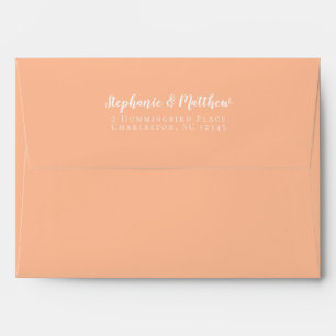 Simple Peach Wedding Bride & Groom Return Address Envelope