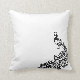 Simple Peacock Line Art Throw Pillow