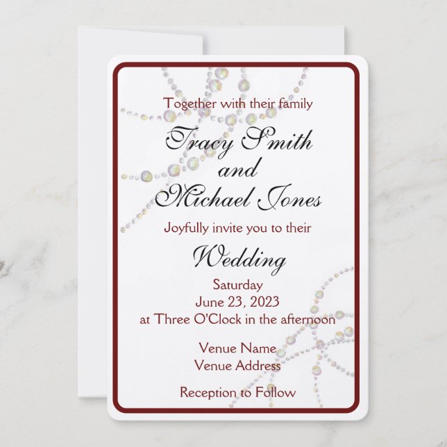 Simple Pearls Wedding Invitation Customizable (Front)