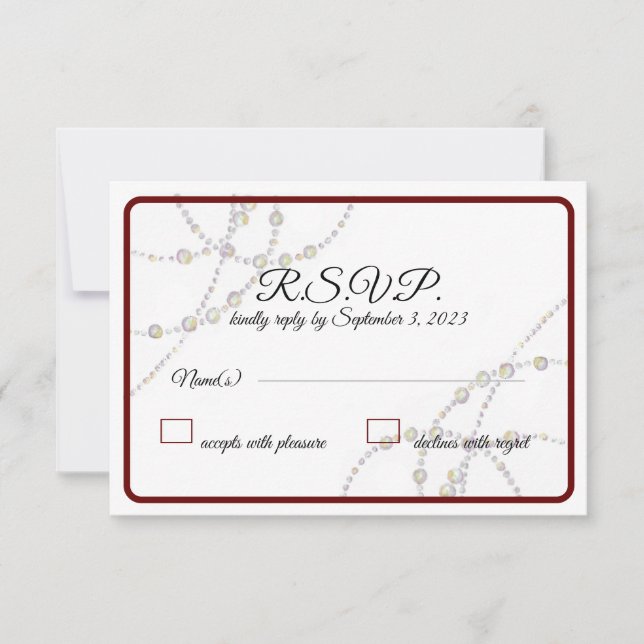 Simple Pearls Wedding Response cards (Front)