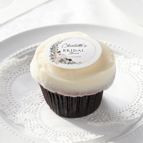 Simple peony eucalyptus Bridal Shower     Edible Frosting Rounds