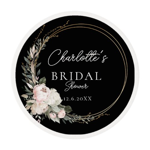 Simple peony eucalyptus Bridal Shower     Edible Frosting Rounds