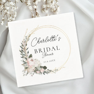 Simple, peony, eucalyptus, Bridal Shower     Napkins