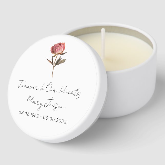 Simple Peony Funeral Mini Candle Favors (Corner)