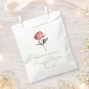 Simple Peony Seed packet Funeral  Favor Bag