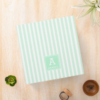 Simple Peppermint Green Cabana Stripes Monogrammed