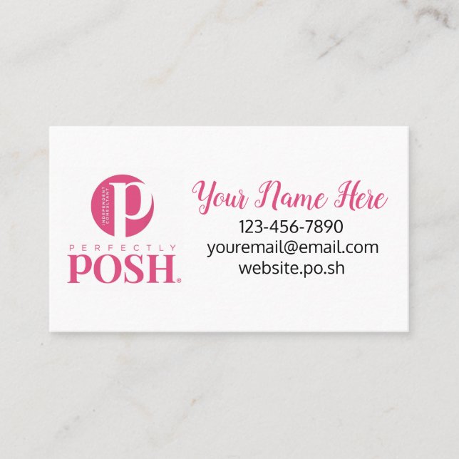 Simple Perfectly Posh Pink Logo Business Card (Front)