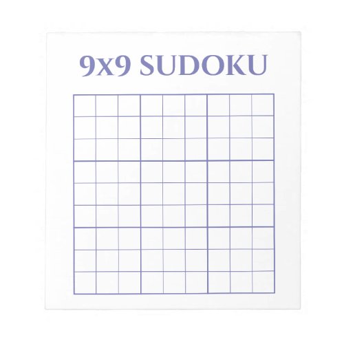 Simple Periwinkle and White 9x9 Sudoku Template Notepad