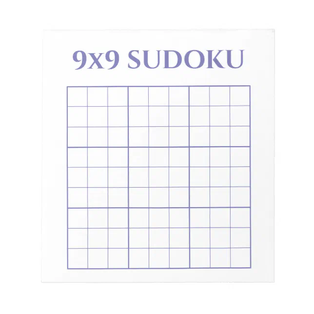 Simple Periwinkle and White 9x9 Sudoku Template Notepad | Zazzle