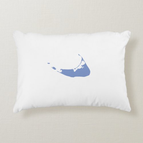 Simple Periwinkle Blue Nantucket Island ACK Map Accent Pillow