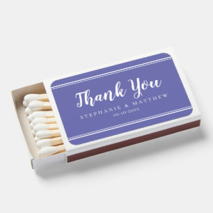 Simple Periwinkle Blue Thank You Wedding Favor Matchboxes