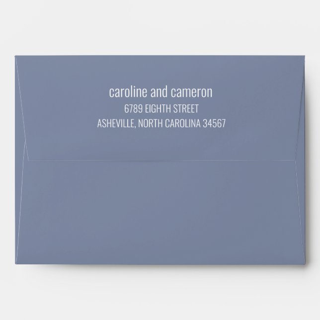 Simple Periwinkle Modern Wedding Return Address  Envelope (Back (Top Flap))