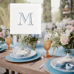 Simple Periwinkle Monogram Paper Napkin