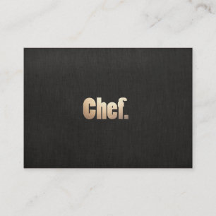 Simple Personal Chef Faux Black Linen and Gold Business Card